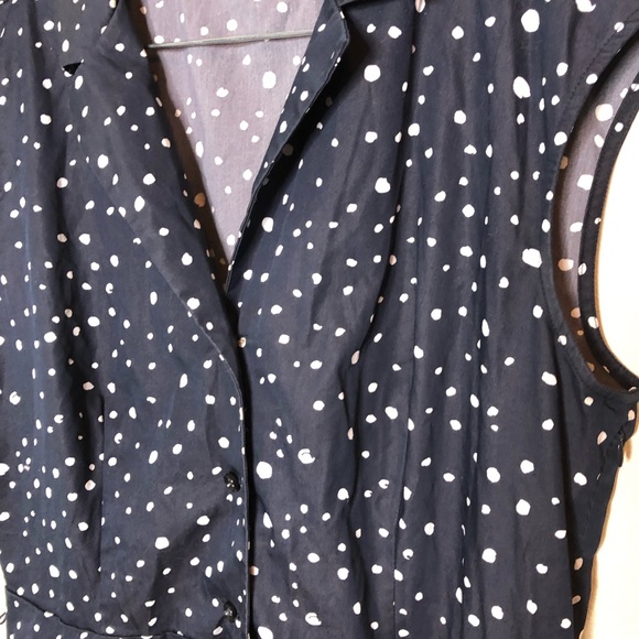 Ann Taylor Navy and White Polka Dot Collared Dress Size 14 - Picture 3 of 7